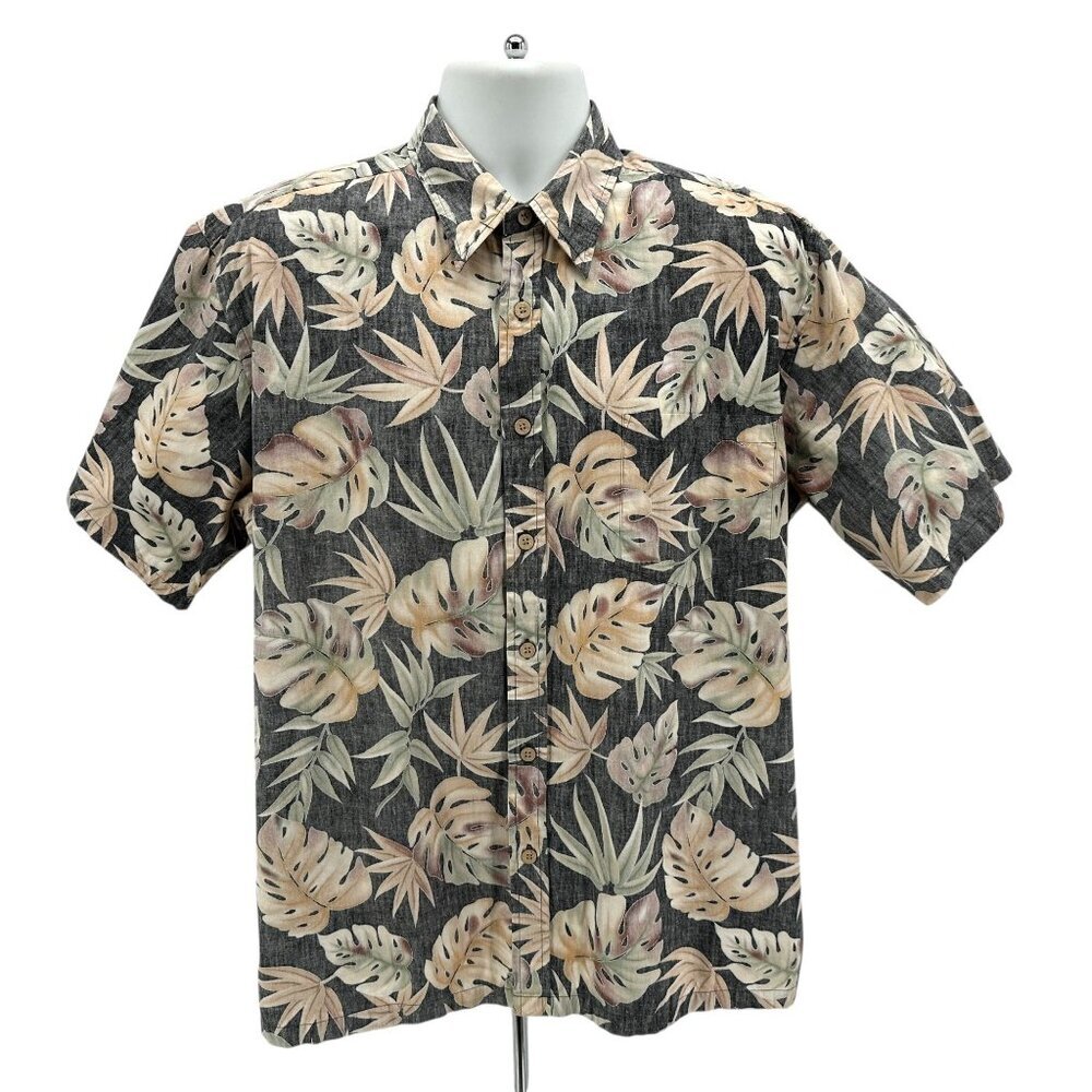 Vintage Cooke Street Honolulu Shirt Mens Large Hawaiian Reverse Print Palm Leaf